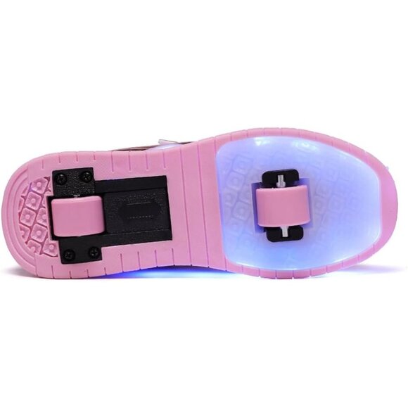 Kids Wi-pink Light-up Roller Shoes With Usb Rechargeable Led Sneakers Shoes - Picture 6 of 8